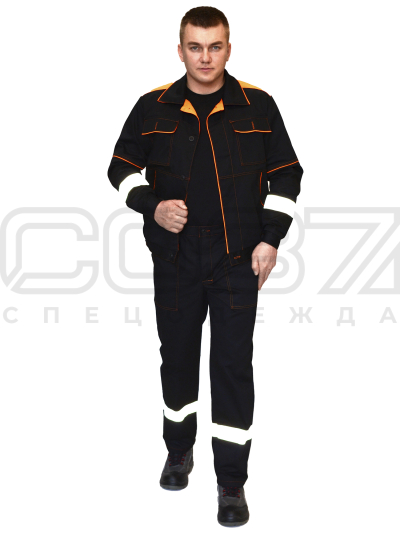 Костюм рабочий Дизель с СОП цв.чёрныйорнаж (куртка+брюки) (1)
