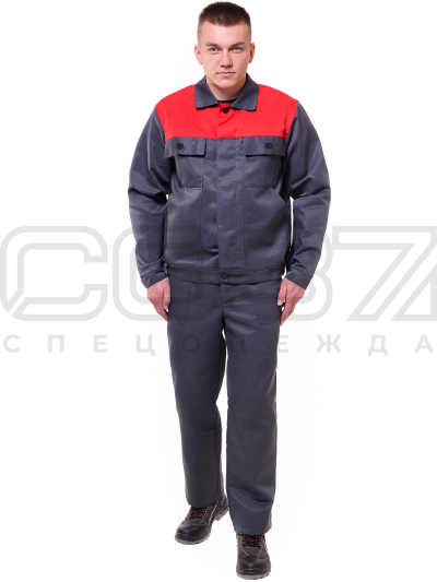 Костюм рабочий Умелец цв. серый, красный-1