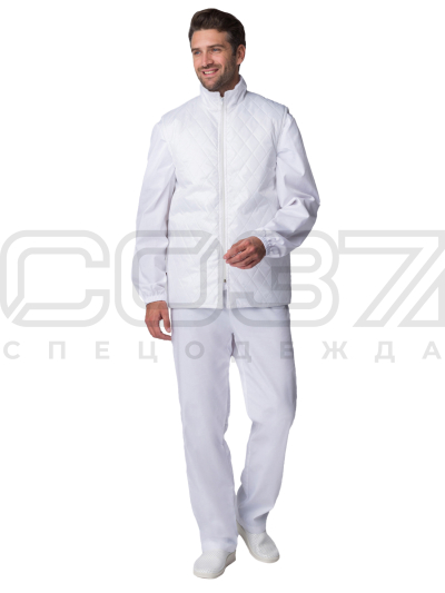 Жилет утеплённый ХАССП цв.белый тк.дюспо