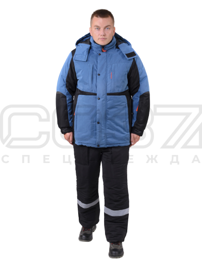 Куртка рабочая зимняя Ангара цв.адриатика чёрный тк.токио берген-1