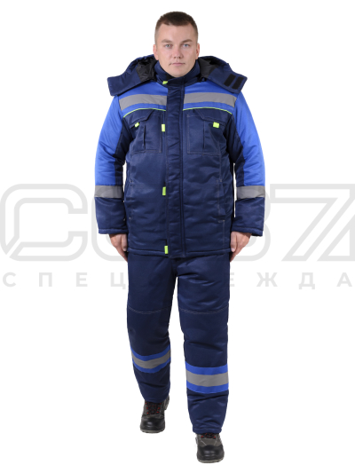 Костюм рабочий зимний Барей с СОП цв.т.синий василёк неон-1